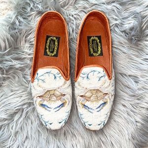 The Larkspur Collection Crab Needlepoint Loafers